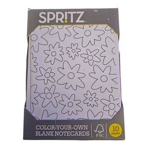 Spritz Flower Color Your Own Blank Notecards & Envelopes 10 Pack